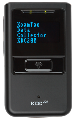 Image of the KDC200i as it appears when placed with the large 'scan' button facing upwards