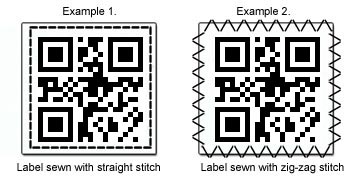 Image showing how to sew the labels with straight stitch or zig-zag stitch