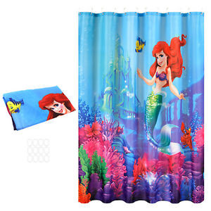 image of Ez Bath Curtain Little Mermaid Ariel Polyester Fabric Shower Curtain 180CMX180CM