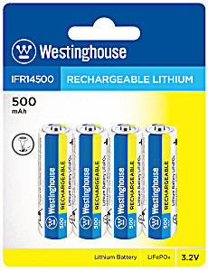 image of Westinghouse 14500 3.2V Lifepo4 Lithium Iron Phosphate Rechargeable Battery