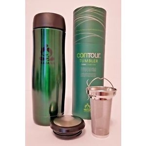 image of In Box Teavana Contour Tumbler W / Infuser 16 Oz Dark Green Starbucks
