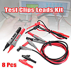 image of 8TLG Prfkabel Messleitung Kabel Bananenstecker Prfspitzen + Krokodilklemmen