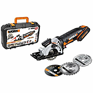 image of Worx WX523 Battery 20V Circular Saw Metal Tiles and Plastic - Exact Cuts Thanks To Laser Function Effortlessly Cuts Wood
