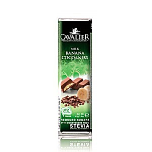 image of Baton Mleczna Czekolada / Nadzienie Bananowe / Ziarno Kakaowca S?odzony Stewi? 40g cavalier