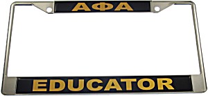 image of Alpha Phi Alpha Educator Domed License Plate Frame [silver - Car / Truck]