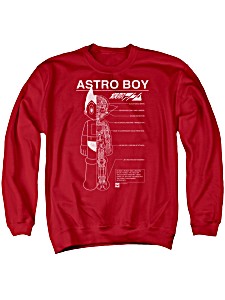 image of Astro Boy Japanese Manga Anime Cartoon Show Schematics Adult Crewneck Sweatshirt