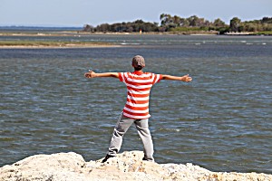 image of Laminated Poster Shore Brave Open Arms Young Freedom Courage Boy Poster Print 24 X 36