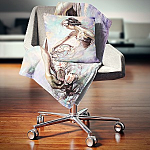 image of Design Art Designart 'Girl With Flower Bouquet' Floral Throw Blanket