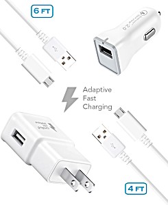 image of Verizon LG Optimus L7 Ii Dual P715 Charger Fast Micro USB 2.0 Cable Kit By Ixir - (fast Wall Charger + Fast Car Charger + 2 Cable)