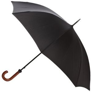 image of Fulton Black Large Umbrella With Wooden Handle