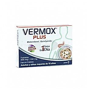image of Vermox Plus 300 / 150 MG Oral Con 2 Tabletas