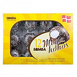 image of Samba Mega Kokos - Dnische Schaumksse 12 Leckere Mega Schaumksse Aus Dnemark Mit Kokosraspeln.