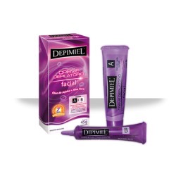 image of Depimiel Crema Depilatoria Facial Aceite De Jojoba + Aloe Vera - Caja 1 Crema Depilatoria Facial + 1 Crema Neutralizante Facial