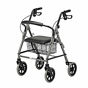 image of Homecraft Rollator Mit 4 Rdern Und Seilzugbremse, Rubinrot