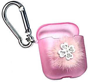 image of Margoun Tpu Protective Case With Hook In Flower Design, Optimum Protection Against Bumps and Drops, Bluetooth Headphones Headset Case Cover - Pink