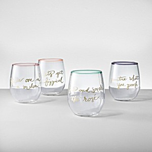 image of Plastic Stemless Wine Glasses 15oz Green / Purple Set of 4 - Opalhouse