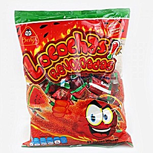 image of Locochas Revolcadas Watermelon Flavor Hard Candy With Spicy Chili Coating