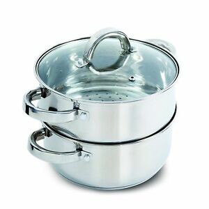 image of Stainless Steel Vegetable Steamer Pot Stovetop Use Food Rice Cooking Kitchen