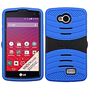 image of Insten Wave Symbiosis Rubber Dual Layer Hard Cover Case W / Stand / Installed For LG Optimus F60 Case Cover