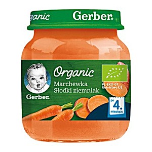 image of Gerber Organic, Marchewka Słodki Ziemniak, 4 M+, 125 G