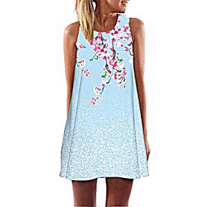 image of Vezad Fashion T-shirt Dress Womens Printing Short Sleeve
