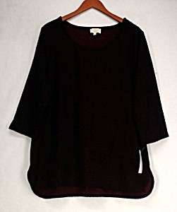 image of Liz Lange Plus Size Sweater 1X Crew Neck Jacquard Knit Combo Red Womens 437-637