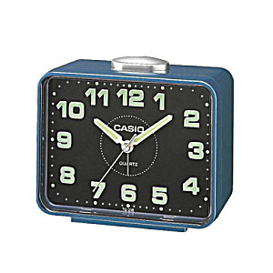 4971850752417 UPC Casio TQ-218-2 Travel Analogue Alarm Clock - Metallic  Blue / Black