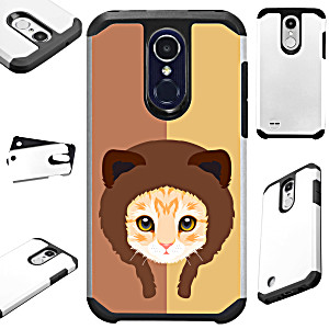 image of For LG Phoenix 4 | Phoenix 3 Case Hybrid Tpu Fusion Phone Cover (hat Cat Tabby)