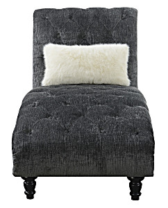 image of Emerald Home Hutton Ii Ivory Chaise With Button Tufting, Nailhead Trim, and Turned Legs