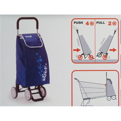 image of Gimi Trolley Twin, Einkaufstrolley, Waschbare Regenschutztasche, Blau, 56 L Volumen, 30 KG Traglast