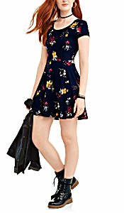 image of No Boundaries Juniors' Cut-out Back Skater Dress