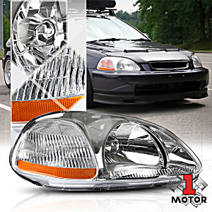 image of Right Passenger Side Chrome Headlight Head Lamp Assembly For 96-98 Honda Civic 97