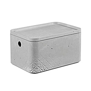 image of Curver Beton Box Rectangle With Lid S 3L Grey