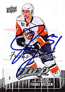 image of Autograph Warehouse 528148 Frans Nielsen Autographed Hockey Card - New York Islanders, SC 2009 Upper Deck MVP No. 113