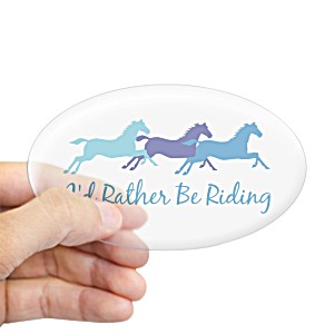 image of Cafepress - Id Rather Be Riding Oval Sticker - Sticker (oval)