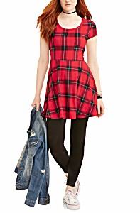 image of No Boundaries Juniors' Cut-out Back Skater Dress