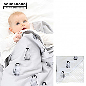 image of Dono & Dono Cotton Embossed Minky Baby Blanket, Grey Pengko