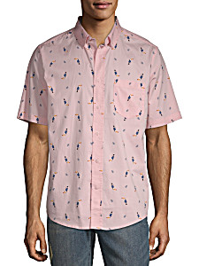image of George Mens Short Sleeve Stretch Print Poplin Shirt