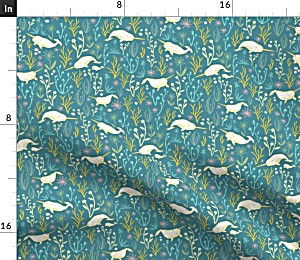 image of Happy Narwhal Baby Nautical Nursery Decor Fabric Printed By Spoonflower Bty