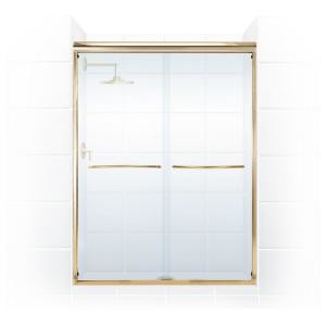 image of Coastal Shower Doors Paragon 3 / 8 Series 60 In. X 66 In. Semi-framed Sliding Shower Door With Radius Curved Towel Bar In Gold and Clear Glass