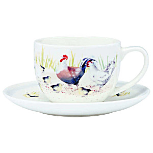 image of Ashdene Country Chickens Cup & Saucer Multicoloured