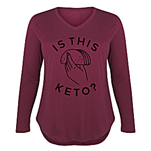 image of Is This Keto - Womens Plus V-neck Long Sleeve Tee