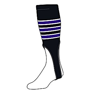 image of TCK Baseball Stirrups Large (300D, 9in) Black, White, Purple