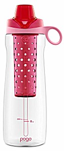 image of Pogo 32oz Tritan Plastic Fruit Infuser Bottle With Chug Lid, Coral
