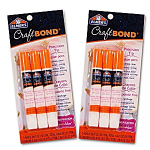 image of Elmers Craft Bond Glue Pen Value Pack - Set of 6 Glue Pens (presicion Tip, Clear, 2.12 Oz Total)