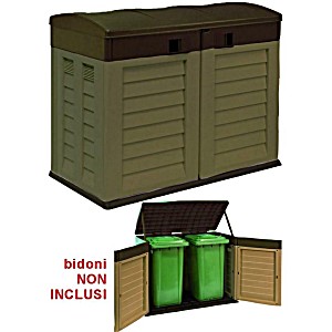 image of Baule Da Giardino Vigor Doppia Apertura Porta Bidoni Immondizia CM. 146X87X119H.