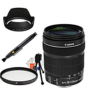 image of Canon 18-135MM f / 3.5-5.6 Is STM Lens Kit For Canon Eos Rebel SL1, T4i, T5i, 70D Digital SLR Cameras. Includes: High Defnition Uv Filter, Lens Hood, Lens Cleaning Pen, Table Top Tripod, LCD Screen Protectors & Cleaning Kit