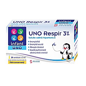 image of Solutie Salina Hipertonica Infant Uno Respir 3%, 20 Unidoze X 5 ML, Solacium