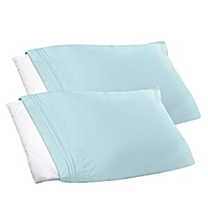 image of Clara Clark Premier 1800 Collection Pillowcase Set - King Size, Light Blue Aqua, 2 Piece