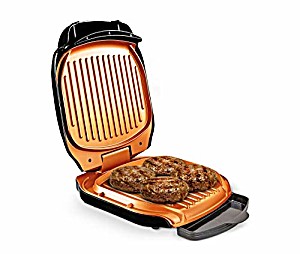 image of Mediashop Low Fat Electric Grill Press Hinged Black, Gold
